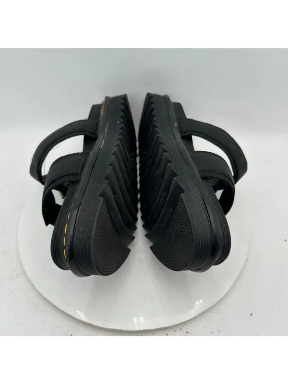 Dr. Martens Myles II Men Size 14 Black Leather  Brass Buckled  Platform Sandal